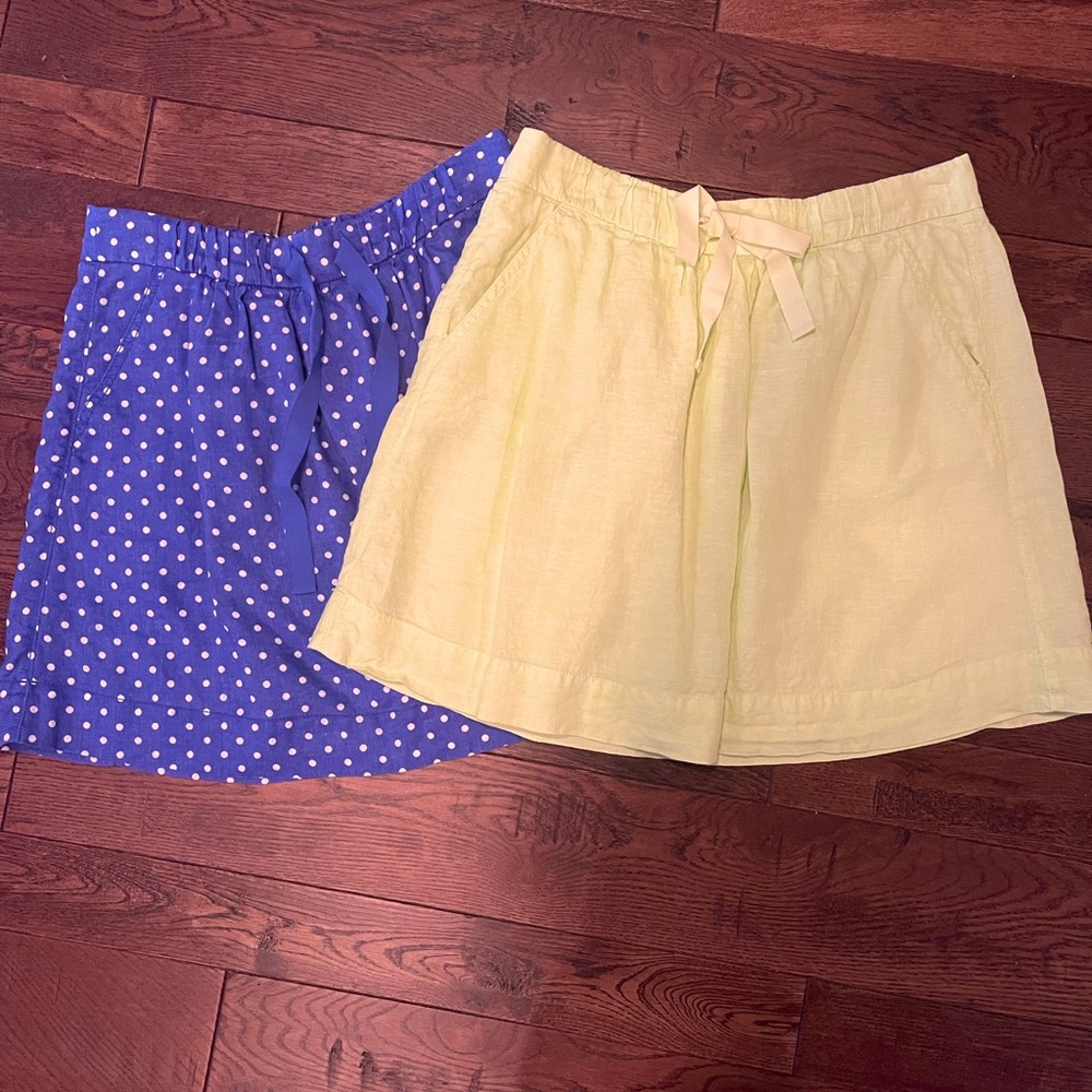 JCrew linen/Cotten skirts/ blue with white polka dots and yellow.  2 for $15.00